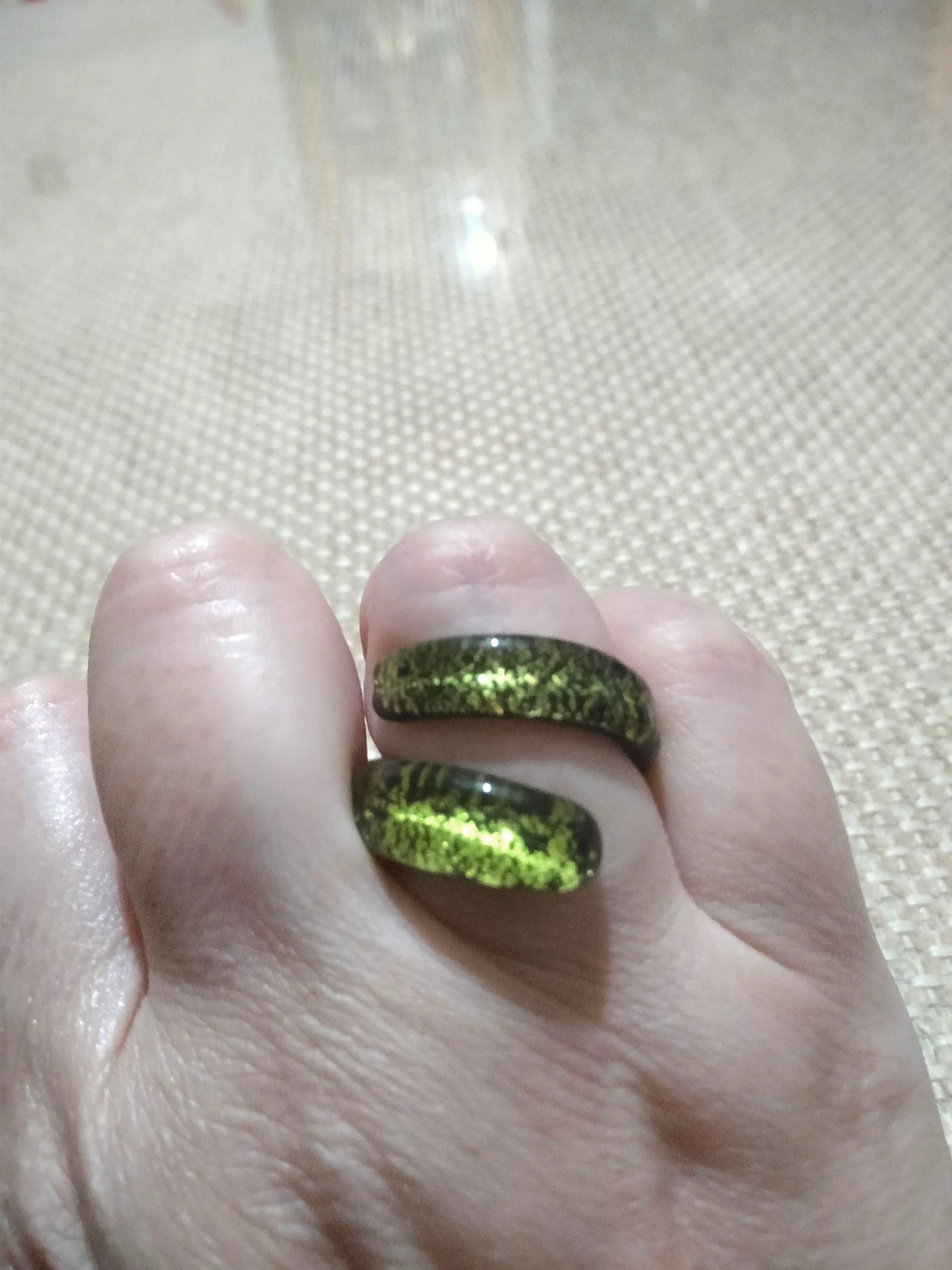 Anillo cristal Murano verde.
